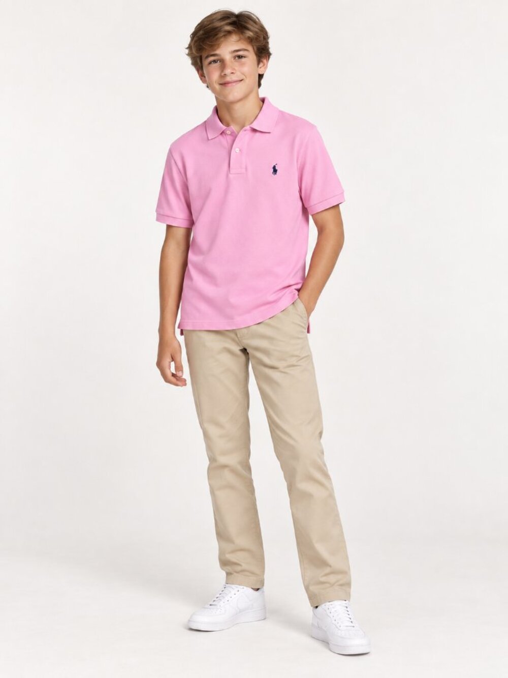 2/$30 Polo by Ralph Lauren Youth Light Pink Short-Sleeve Polo with Navy Pony